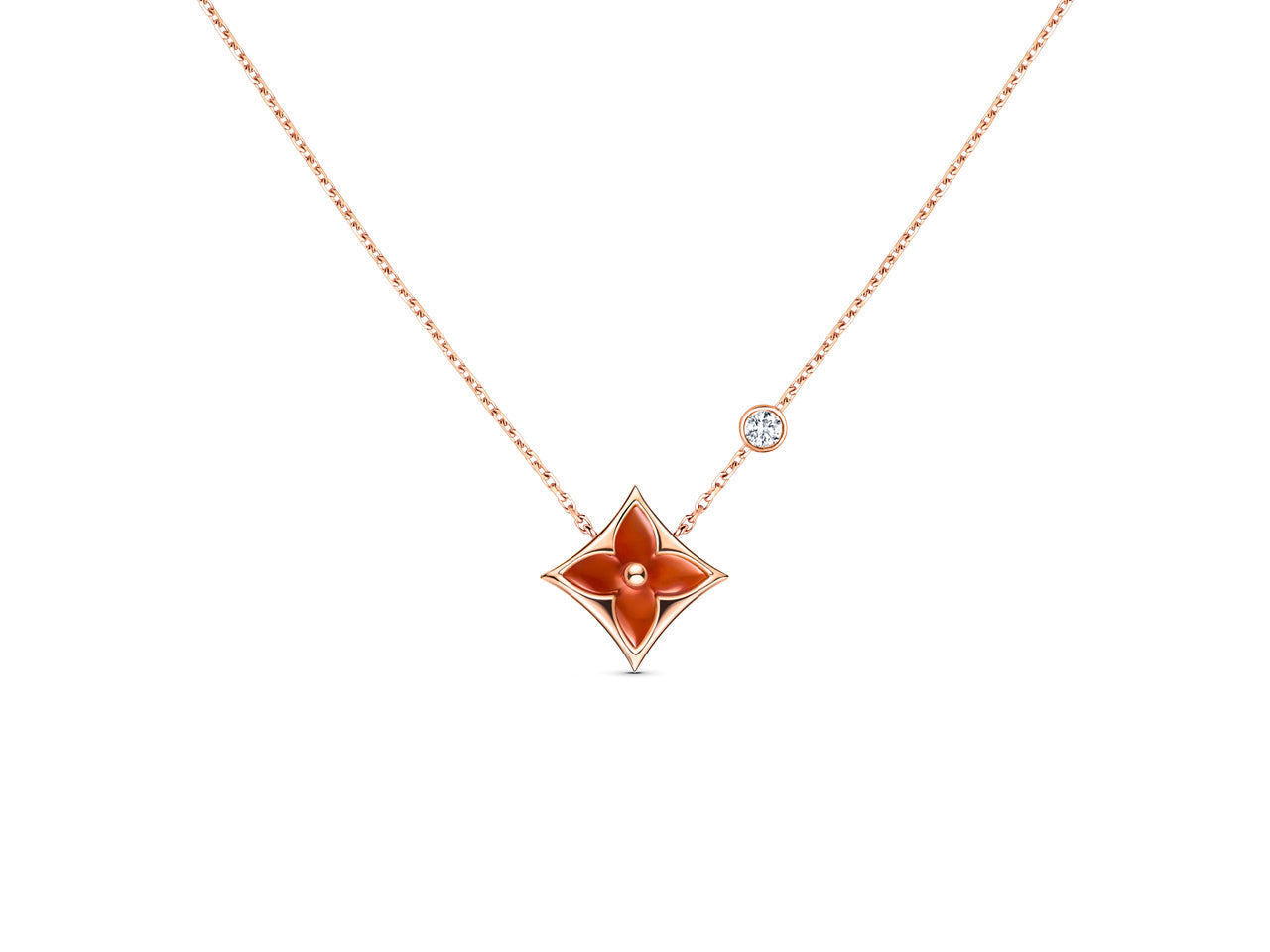 [Stars Jewelry]STAR NECKLACE PINK GOLD 1 DIAMOND