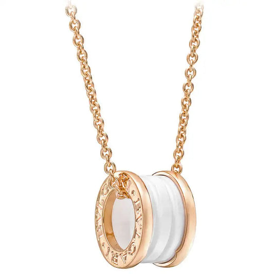 [Stars Jewelry]ZERO 1 WHITE CERAMIC PINK GOLD DIAMOND NECKLACE