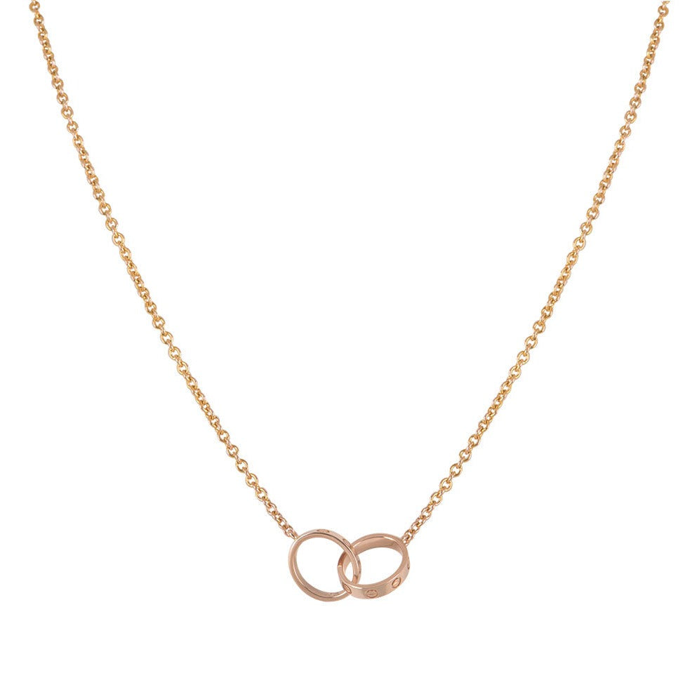 [Stars Jewelry]LOVE NECKLACE DOUBLE RING PINK GOLD