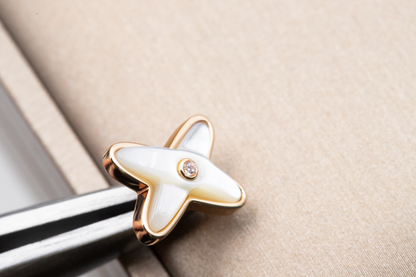 [Stars Jewelry]JEUX DE WHITE MOP ROSE GOLD DIAMOND EARRINGS