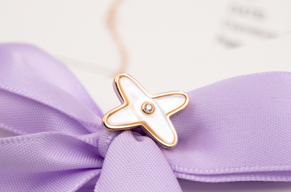 [Stars Jewelry]JEUX DE WHITE MOP ROSE GOLD DIAMOND EARRINGS