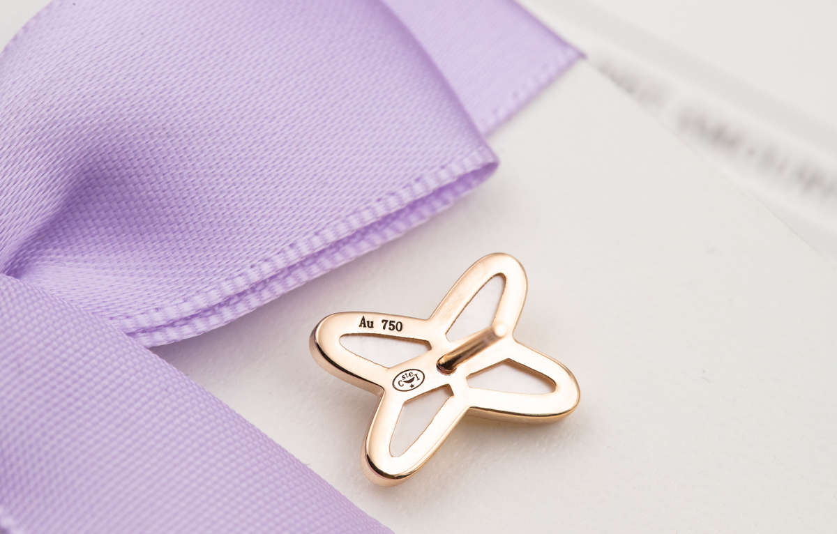 [Stars Jewelry]JEUX DE WHITE MOP ROSE GOLD DIAMOND EARRINGS