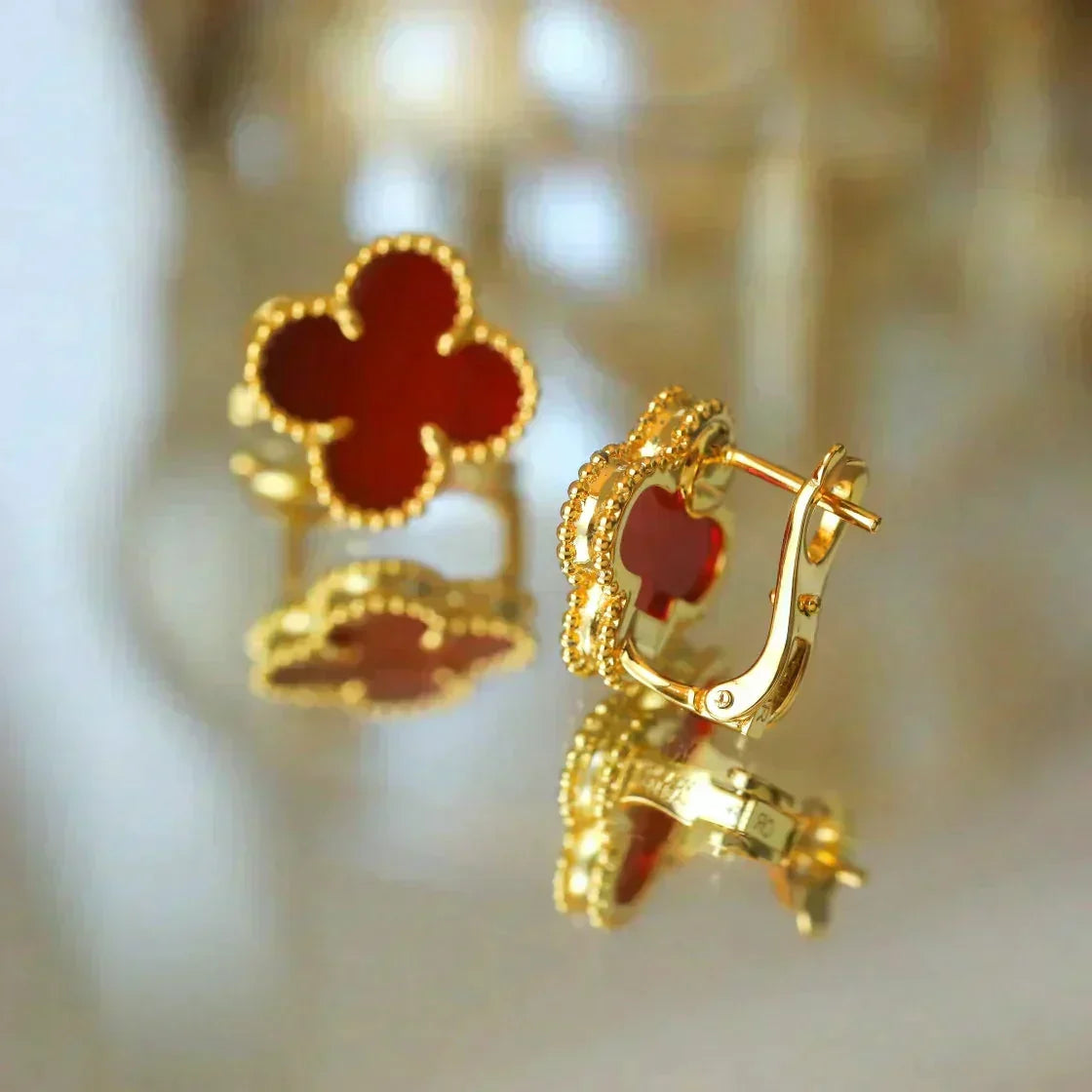 [Stars Jewelry]CLOVER MEDIUM 1 MOTIFS CARNELIAN  EARRINGS