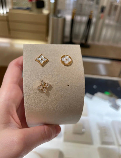 [Stars Jewelry]STAR BLOSSOM STUD EARRINGS PINK GOLD DIAMONDS