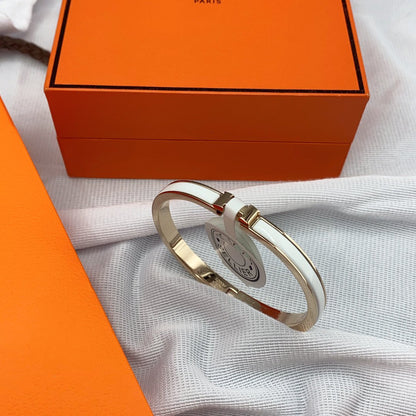 [Stars Jewelry]CLASSIC HM CLIC WHITE 8MM ENAMEL BRACELET