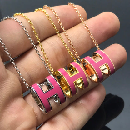[Stars Jewelry]H NECKLACE PINK