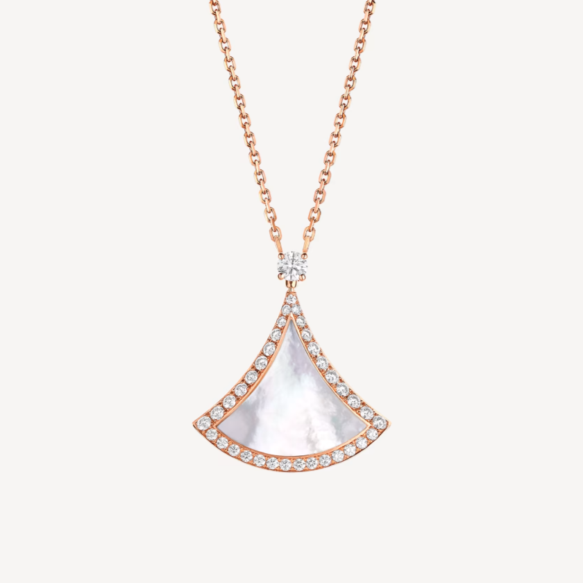 [Stars Jewelry]DREAM MOP DIAMOND PAVED PINK GOLD NECKLACE