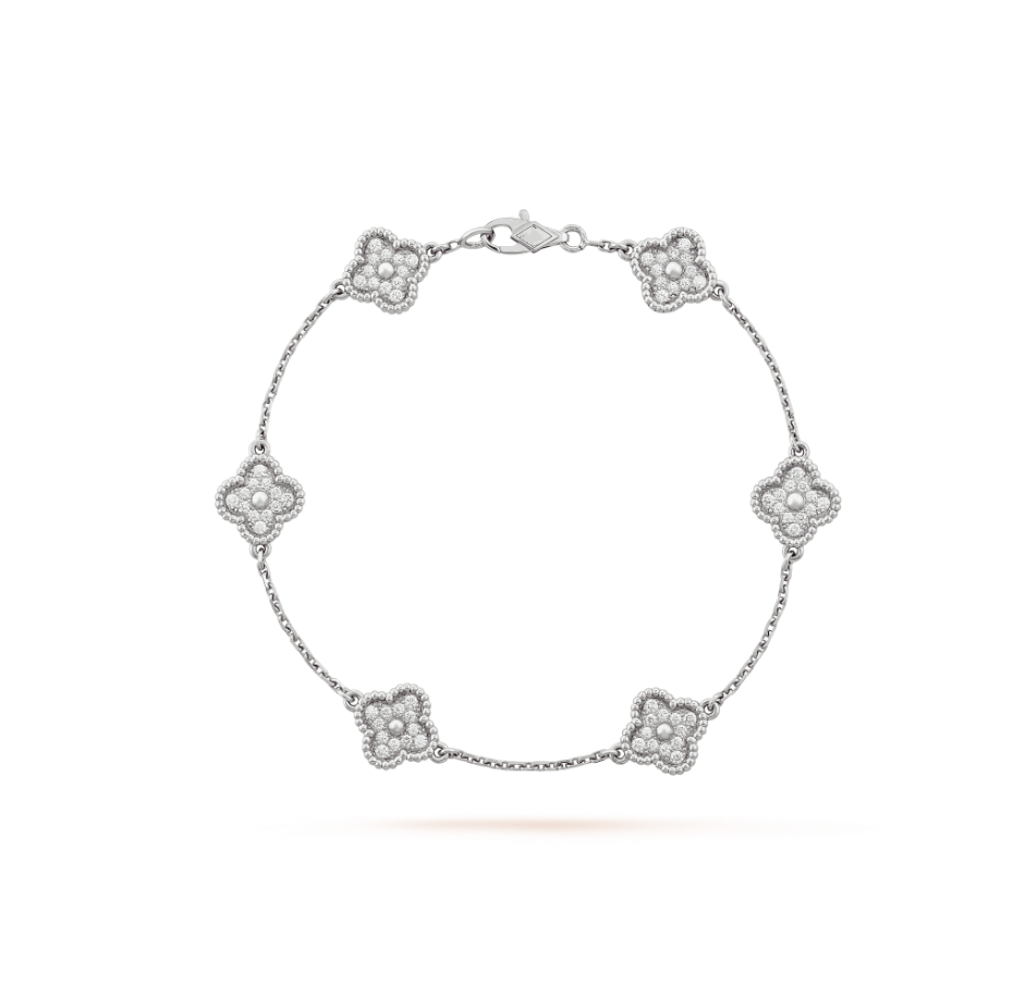 [Stars Jewelry]CLOVER 6 MOTIF SILVER DIAMOND BRACELET