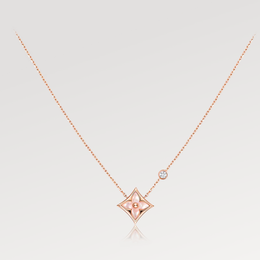 [Stars Jewelry]STAR PINK MOP 1 DIAMOND PINK GOLD NECKLACE