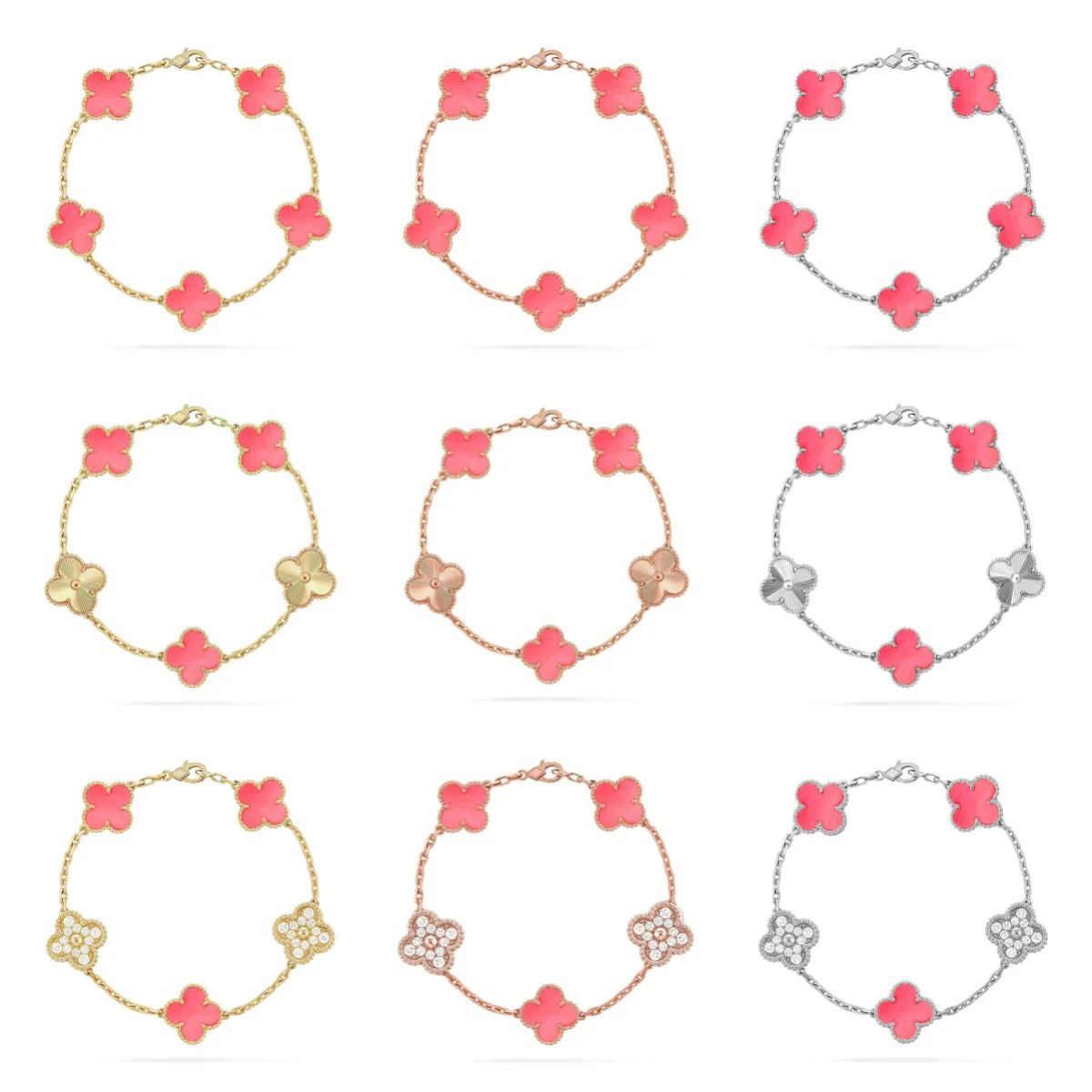 [Stars Jewelry] CLOVER 5 MOTIFS  PINK MOP BRACELET COLLECTION