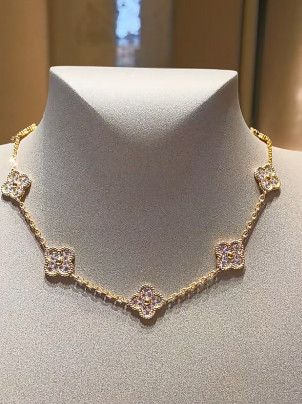 [Stars Jewelry Jewelry]CLOVER 10 MOTIFS  Gold Diamond  NECKLACE