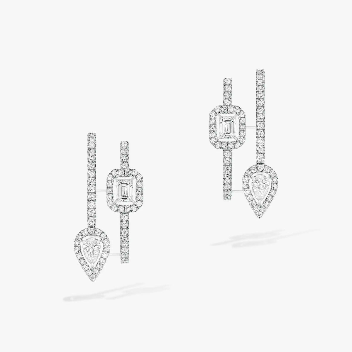[Stars Jewelry]CREOLES MY TWIN 2 RANGS SILVER DIAMOND EARRINGS