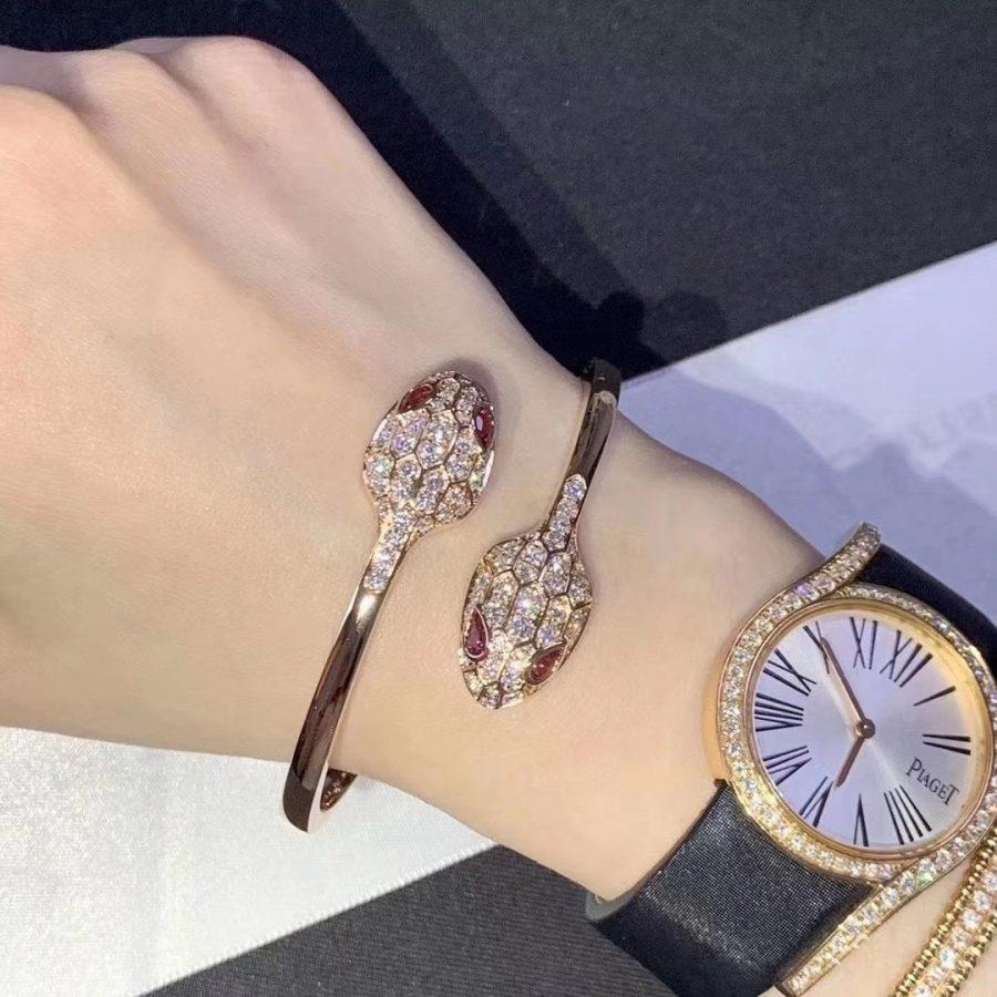 [Stars Jewelry]SERPENTI BRACELET PINK GOLD DIAMOND DOUBLE SNAKE