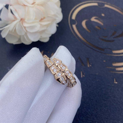 [Stars Jewelry]SERPENTI RING PINK GOLD DIAMOND PAVED 4MM