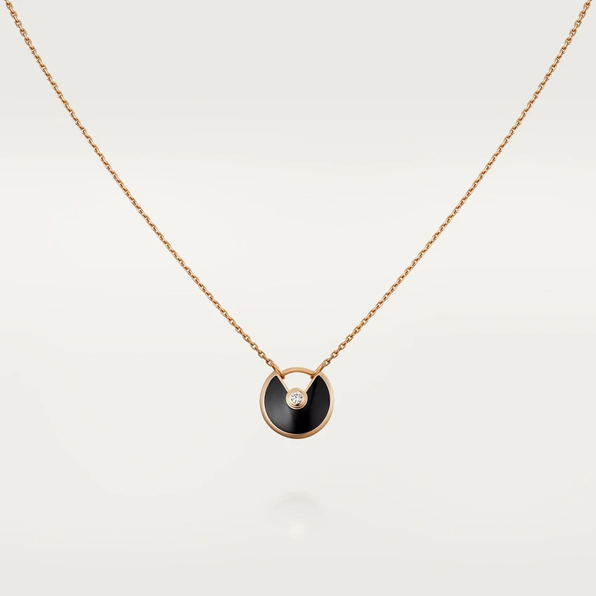 [Stars Jewelry]AMULETTE ROSE GOLD ONYX NECKLACE