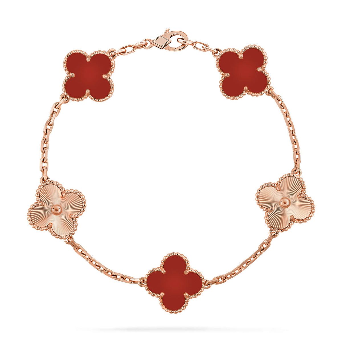[Stars Jewelry] CLOVER 5 MOTIF RED CORNELIAN BRACELET COLLECTION