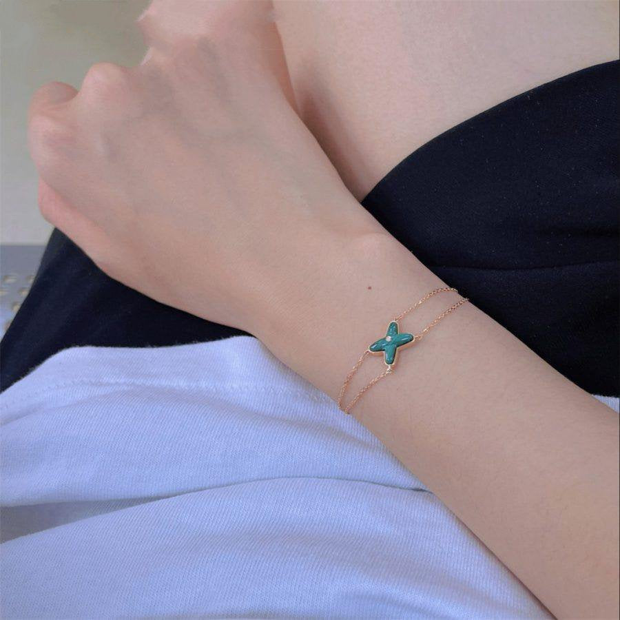 [Stars Jewelry]JEUX BRACELET MALACHITE PINK GOLD 1 DIAMOND