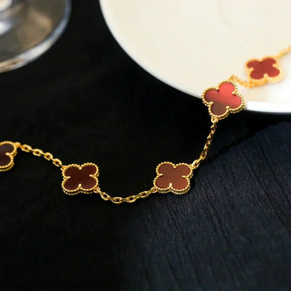 [Stars Jewelry] CLOVER 5 MOTIF RED CORNELIAN BRACELET COLLECTION