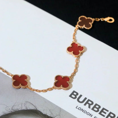 [Stars Jewelry] CLOVER 5 MOTIF RED CORNELIAN BRACELET COLLECTION