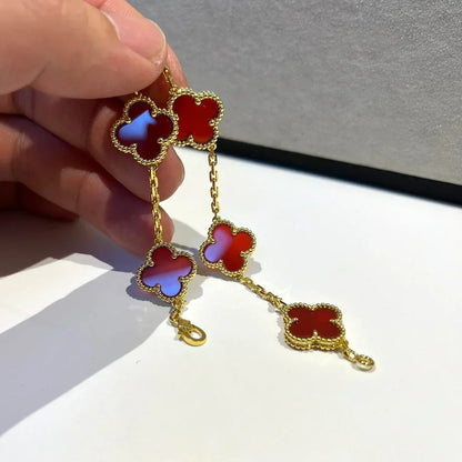 [Stars Jewelry] CLOVER 5 MOTIF RED CORNELIAN BRACELET COLLECTION