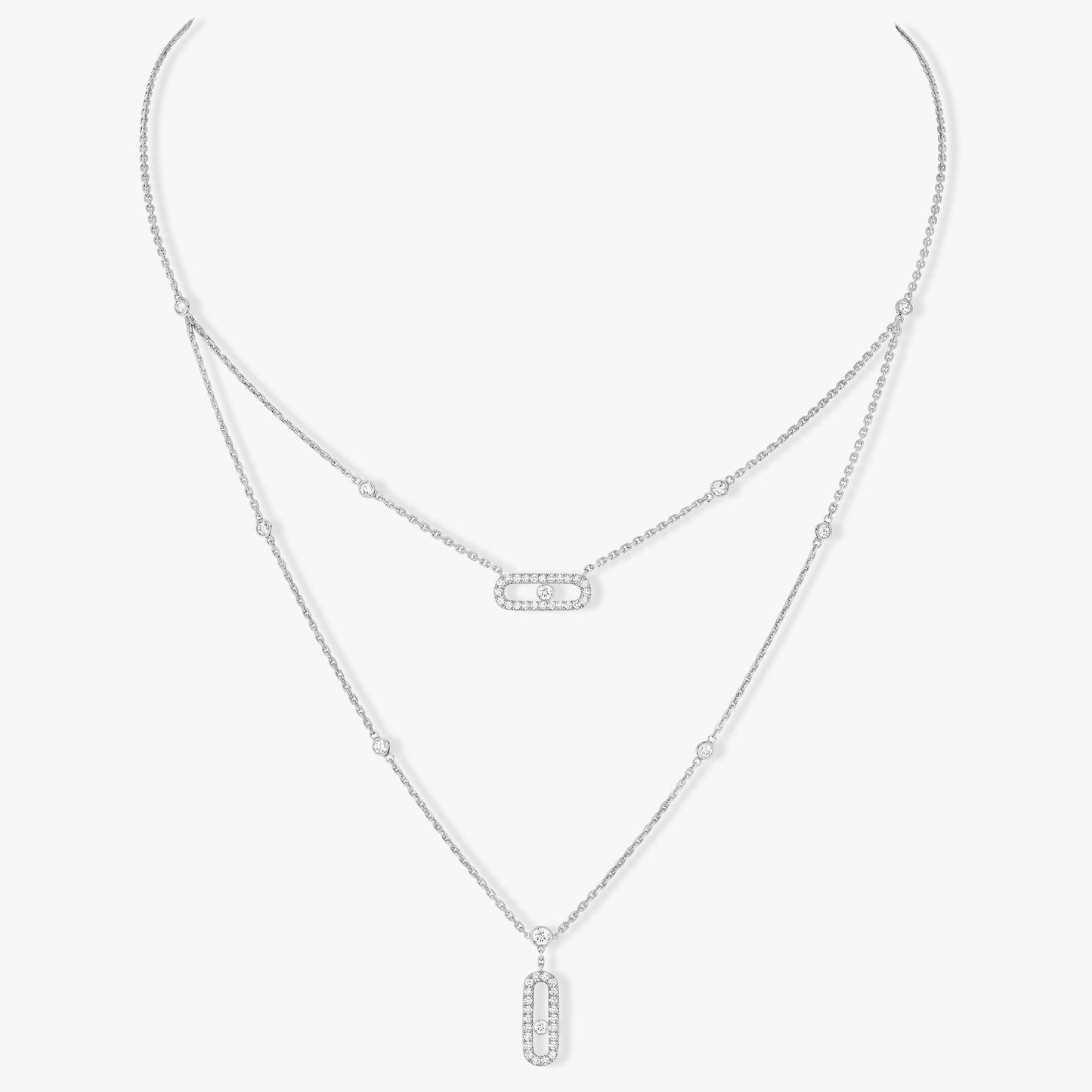 [Stars Jewelry]MOVE 2 ROW DIAMOND NECKLACE