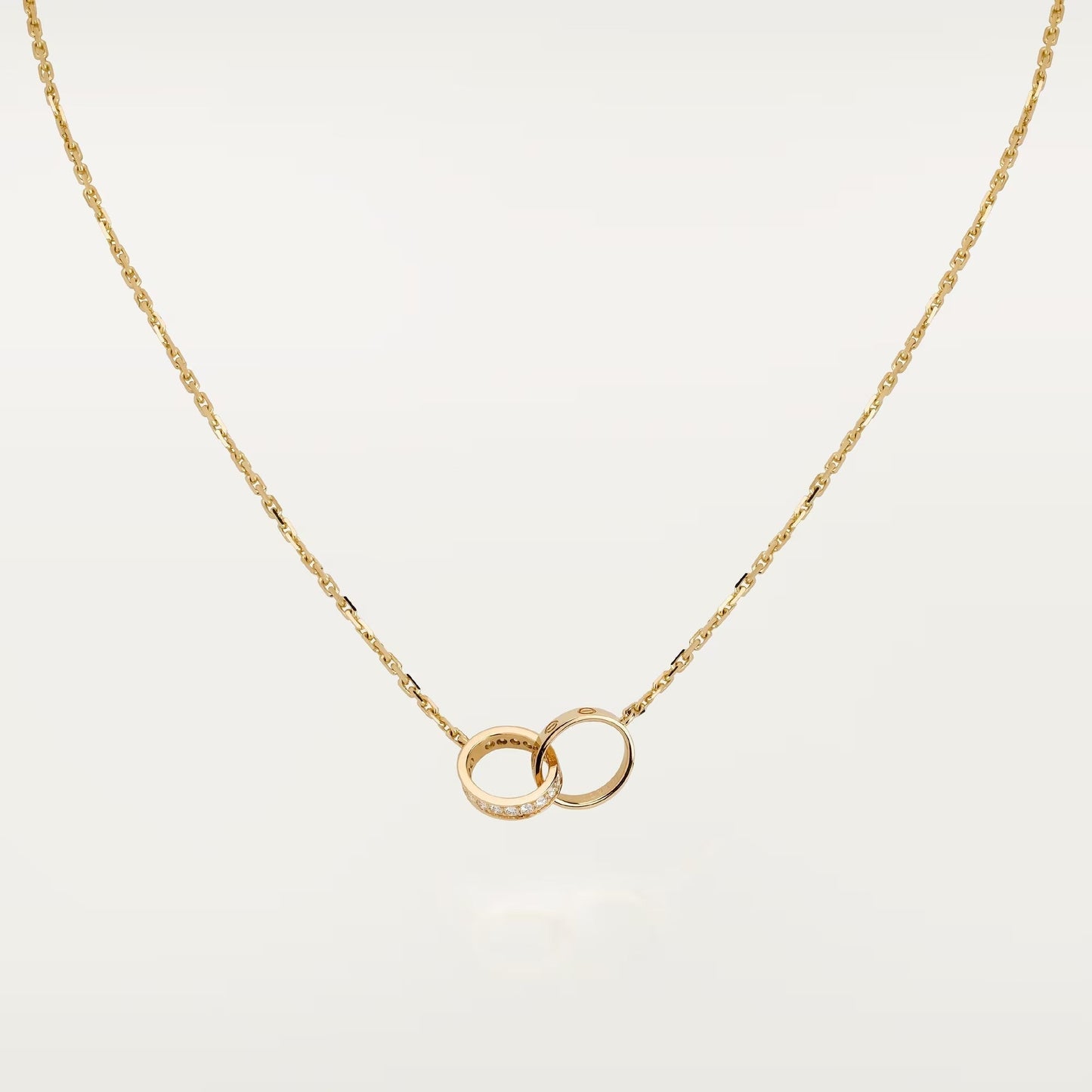 [Stars Jewelry]LOVE DOUBLE RING HALF DIAMOND NECKLACE