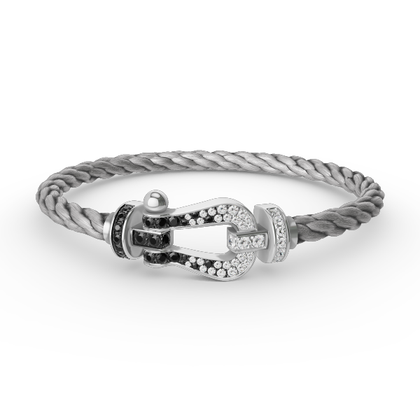 [Stars Jewelry]FORCE LARGE HORSESHOE BLACK WHITE DIAMOND BRACELET SILVER
