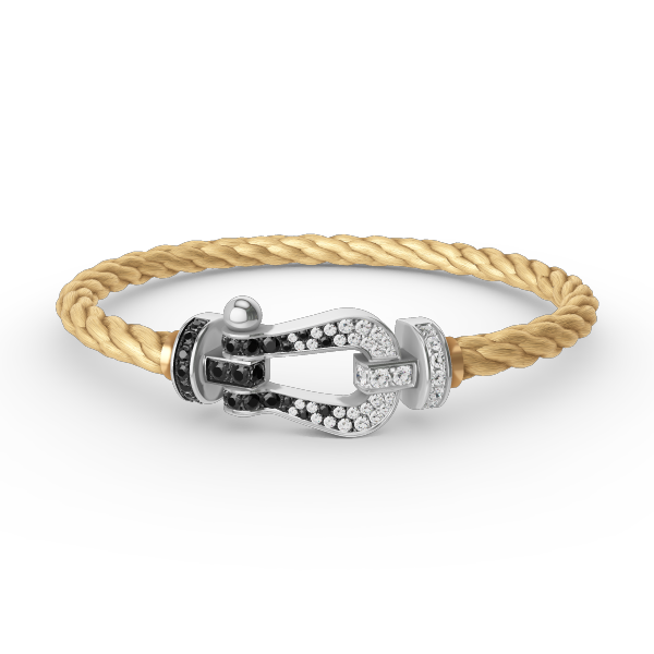 [Stars Jewelry]FORCE LARGE HORSESHOE BLACK WHITE DIAMOND BRACELET SILVER