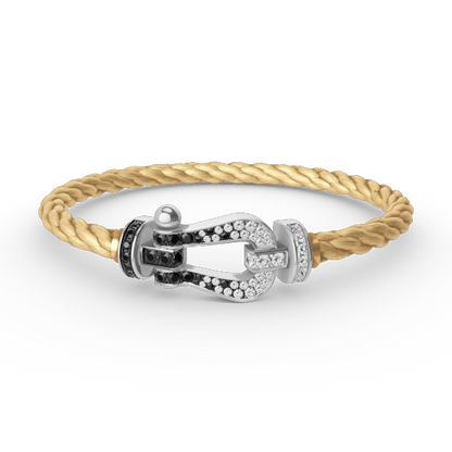 [Stars Jewelry]FORCE LARGE HORSESHOE BLACK WHITE DIAMOND BRACELET SILVER