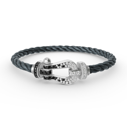 [Stars Jewelry]FORCE LARGE HORSESHOE BLACK WHITE DIAMOND BRACELET SILVER