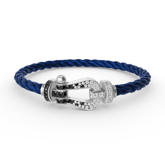 [Stars Jewelry]FORCE LARGE HORSESHOE BLACK WHITE DIAMOND BRACELET SILVER