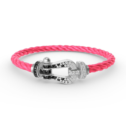 [Stars Jewelry]FORCE LARGE HORSESHOE BLACK WHITE DIAMOND BRACELET SILVER