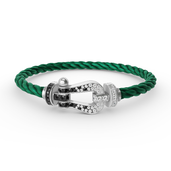 [Stars Jewelry]FORCE LARGE HORSESHOE BLACK WHITE DIAMOND BRACELET SILVER