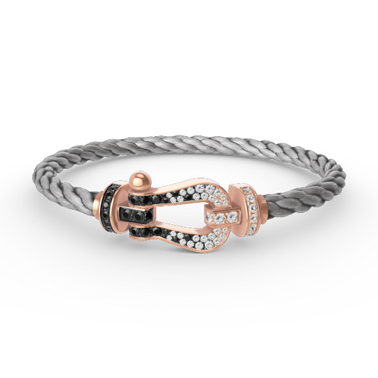 [Stars Jewelry]FORCE LARGE HORSESHOE BLACK WHITE DIAMOND BRACELET ROSE GOLD
