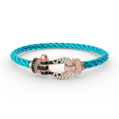 [Stars Jewelry]FORCE LARGE HORSESHOE BLACK WHITE DIAMOND BRACELET ROSE GOLD