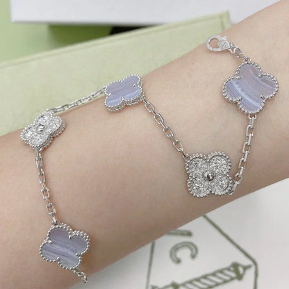 [Stars Jewelry] CLOVER 5 MOTIF PURPLE CHALCEDONY BRACELET COLLECTION
