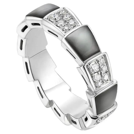 [Stars Jewelry]SERPENTI RING SILVER DIAMOND BLACK MOP 4MM