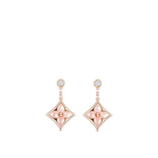 [Stars Jewelry]DOUBLE STAR PINK GOLD MOP DROP EARRINGS