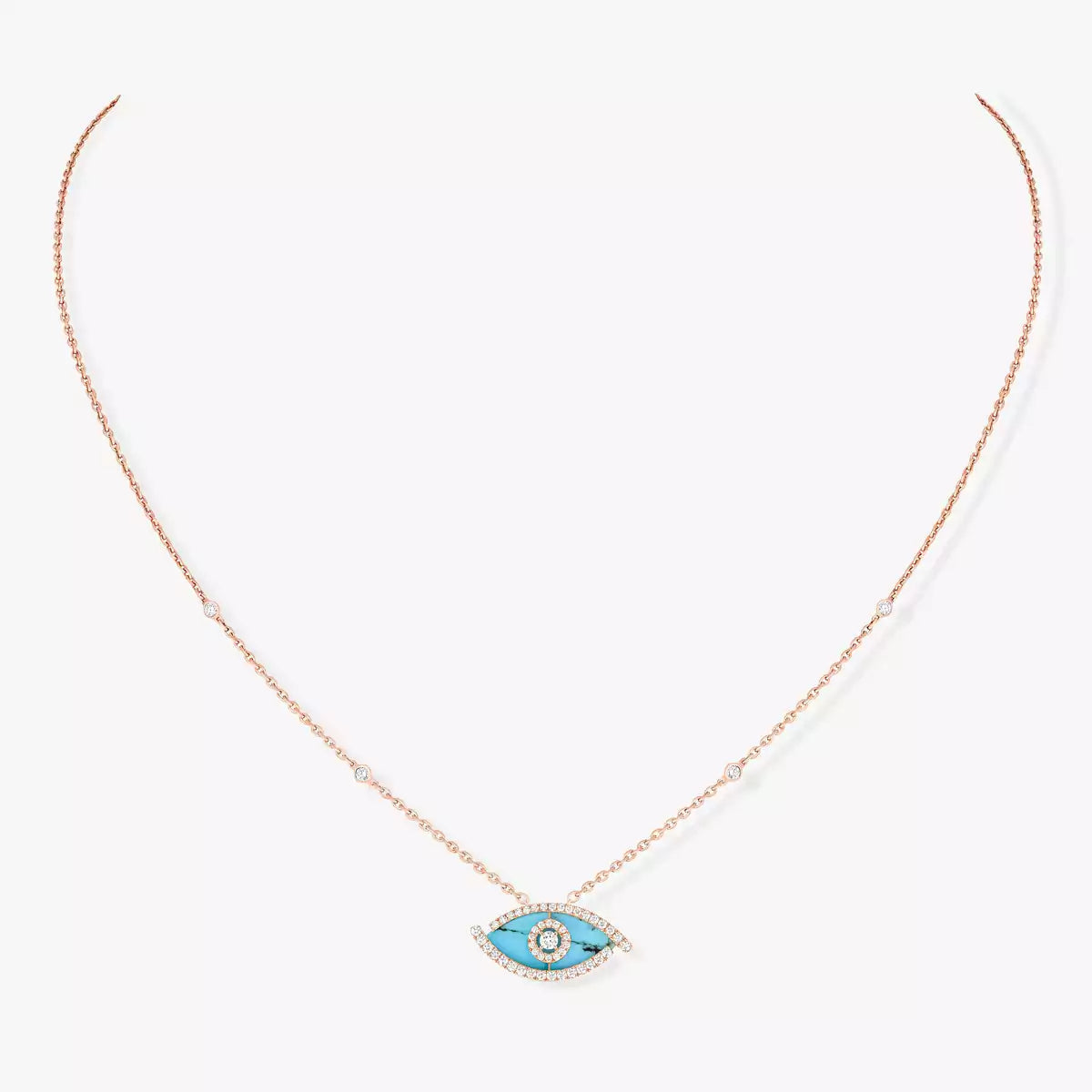 [Stars Jewelry]Lucky Eye Diamond Necklace in  Gold and Turquoise
