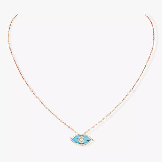 [Stars Jewelry]Lucky Eye Diamond Necklace in  Gold and Turquoise