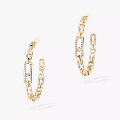 [Stars Jewelry]Move Link Diamond Hoop Earrings