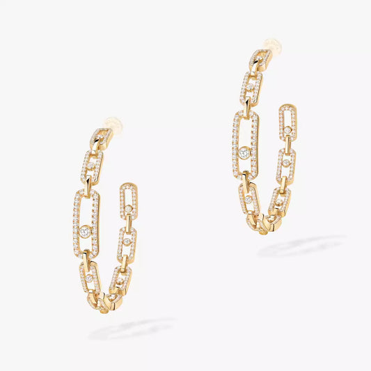 [Stars Jewelry]Move Link Diamond Hoop Earrings