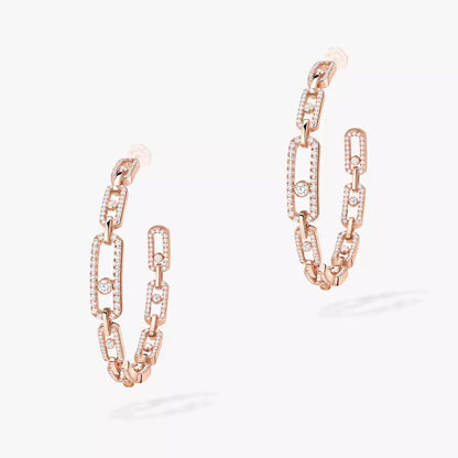 [Stars Jewelry]Move Link Diamond Hoop Earrings