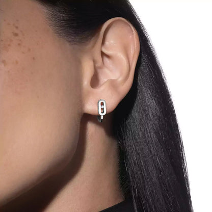 [Stars Jewelry]Diamond Mini Hoop Earrings Move Classique