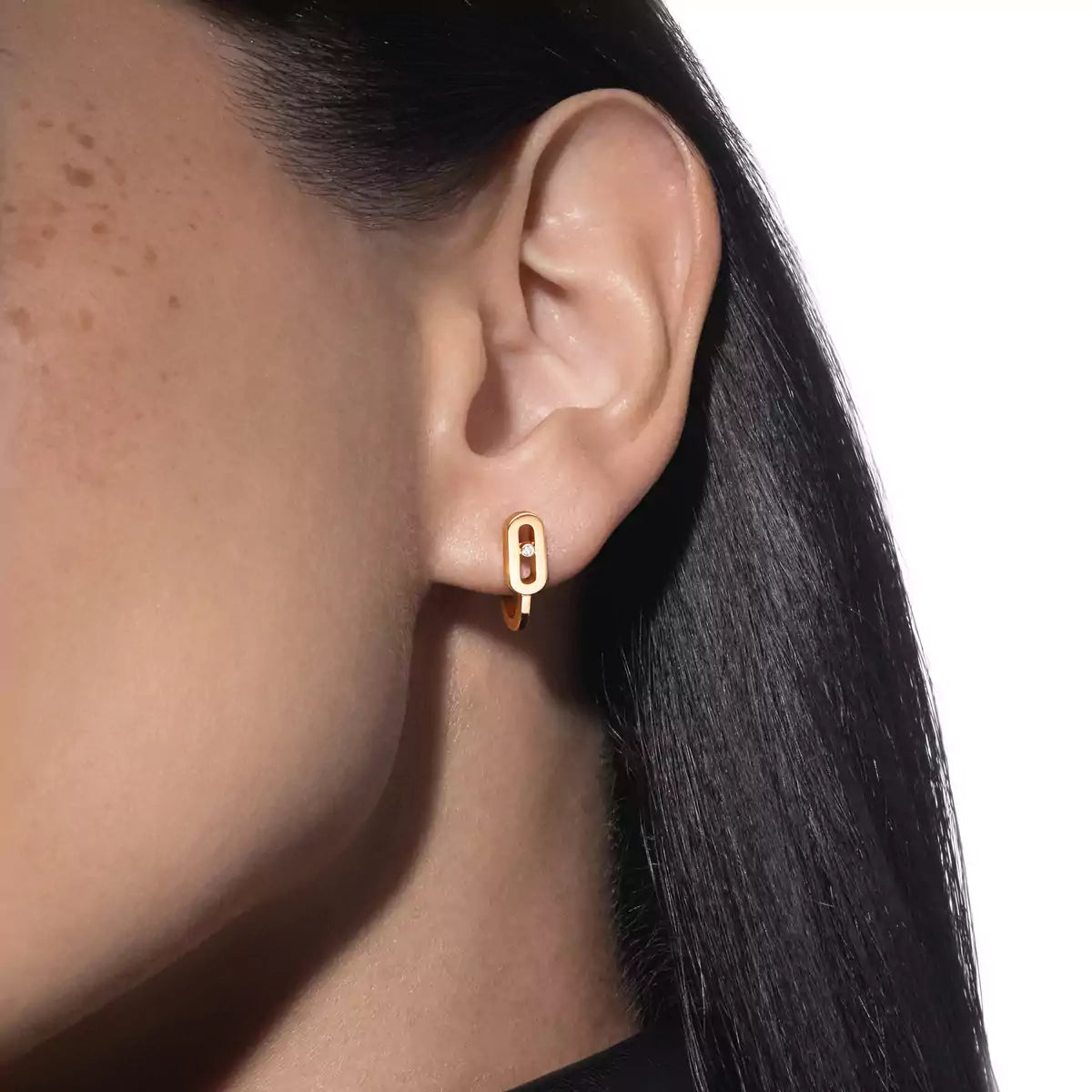 [Stars Jewelry]Diamond Mini Hoop Earrings Move Classique