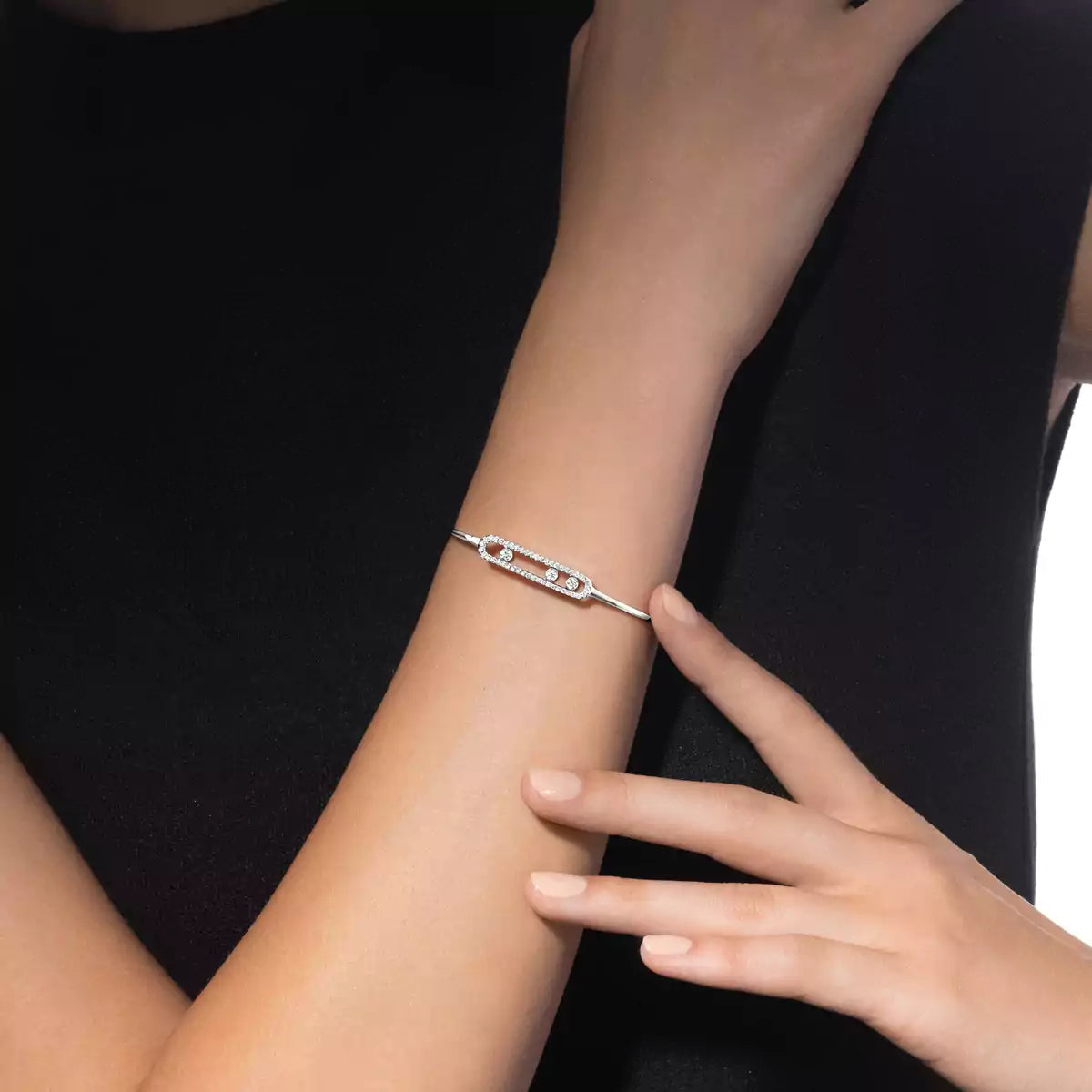 [Stars Jewelry]Move Pavé Diamond Bangle Bracelet M