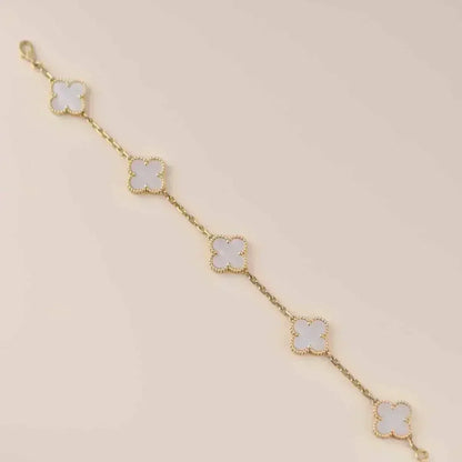 [Stars Jewelry]CLOVER WHITE PEARL MOP 5 MOTIF BRACELET COLLECTION