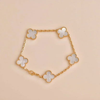 [Stars Jewelry]CLOVER WHITE PEARL MOP 5 MOTIF BRACELET COLLECTION