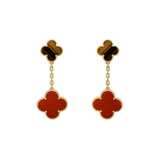 [Stars Jewelry]CLOVER  2 MOTIF  TIGER EYE CARNELIAN EARRINGS