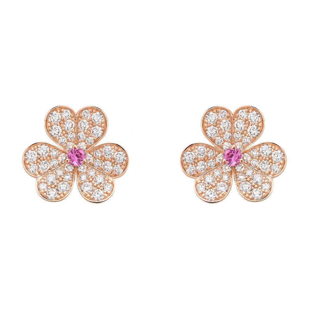 [Stars Jewelry]FRIVOLE PINK GOLD FLOWER DIAMOND EARRINGS